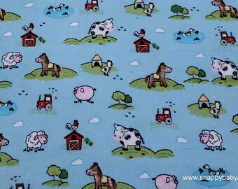 Flannel Fabric - Blue Meadow Farm Flannel - By the yard - 100% Cotton Flannel
