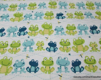 Flannel Fabric - Frog Line - By the yard - 100% Cotton Flannel
