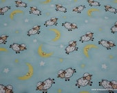 Flannel Fabric - Lamb and Moons - By the yard - 100% Cotton Flannel