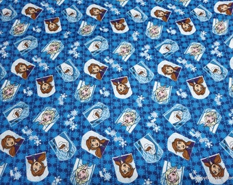 Character Flannel Fabric - Disney Frozen 2 Character Badge - By the yard - 100% Cotton Flannel