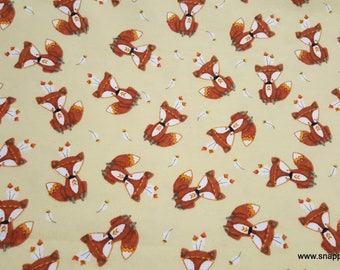 Flannel Fabric - Foxes with Feathers - By the yard - 100% Cotton Flannel