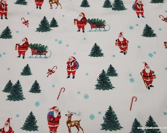 Christmas Flannel Fabric - Santa Scenic - By the yard - 100% Cotton Flannel