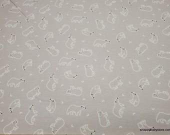 Flannel Fabric - Arctic Bear on Gray - By the yard - 100% Cotton Flannel