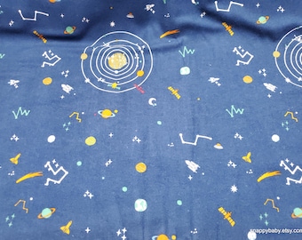 Remnant Flannel Fabric - Space Icons - Choose your Size - 100% Cotton Flannel