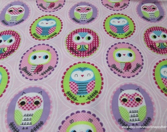 Flannel Fabric - Framed Owls - By the yard - 100% Cotton Flannel