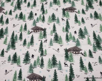 Remnant Flannel Fabric - Scenic Ski Slope - Choose your Size - 100% Cotton Flannel