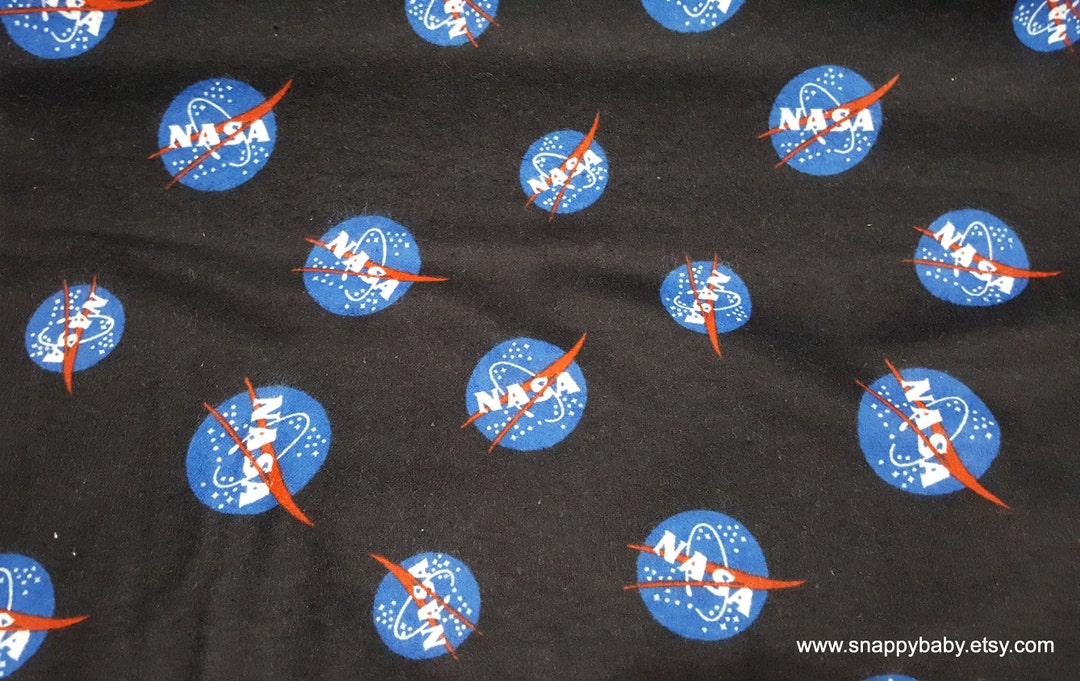 Character Flannel Fabric Nasa Logo Black by the Yard 100% Cotton ...