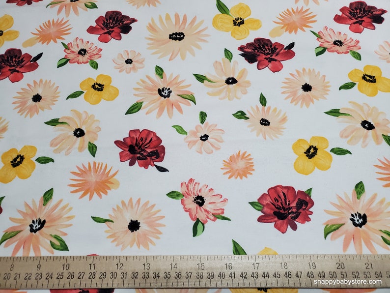 Flannel Fabric Watercolor Floral Medium By the Yard 100% Cotton Flannel image 2