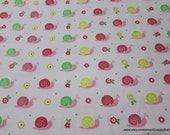 Flannel Fabric - Snails Light Pink - By the Yard - 100% Cotton Flannel