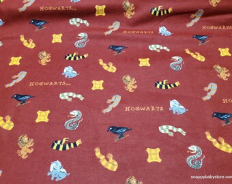 Remnant Flannel Fabric - Harry Potter Gryffindor House Scarves - Choose your Size - 100% Cotton Flannel