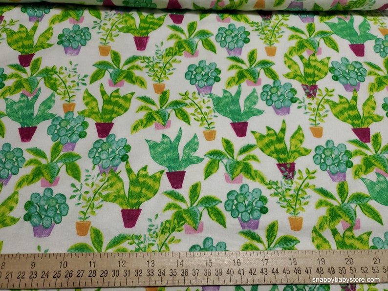 Flannel Fabric Potted Plants By the yard 100% Cotton Flannel image 2
