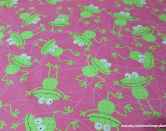 Flannel Fabric - Dotted Frogs - By the yard - 100% Cotton Flannel