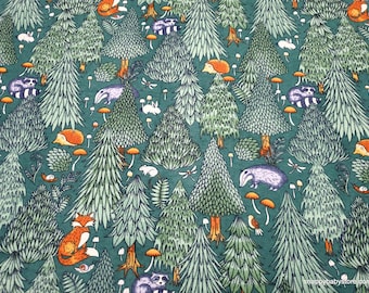 Flannel Fabric - Woodland Animals and Trees - By the yard - 100% Cotton Flannel