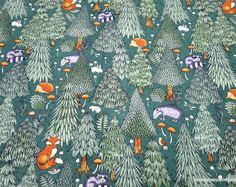 Flannel Fabric - Woodland Animals and Trees - By the yard - 100% Cotton Flannel