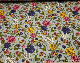 Flannel Fabric - Bright Blooms Garden - By the Yard - 100% Cotton Flannel