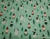 Christmas Flannel Fabric - Gnomes Winter Time - By the yard - 100% Cotton Flannel