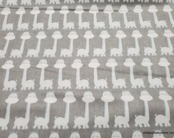 Flannel Fabric - Giraffes in Line Gray - By the yard - 100% Cotton Flannel
