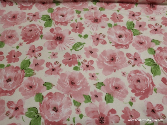 Flannel Fabric - Bunny Roses - By the yard - 100% Cotton Flannel