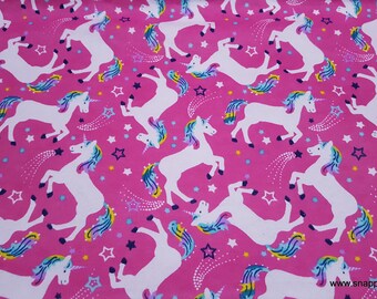 Flannel Fabric - Magical Unicorns Pink - By the yard - 100% Cotton Flannel