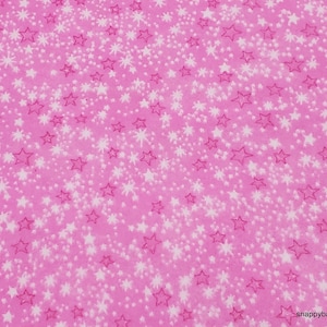 Flannel Fabric Pink Multi Stars Tonal By the yard 100% Cotton Flannel image 1