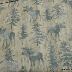 Flannel Fabric - Textured Moose on Wood Panel - By the Yard - 100% Cotton Flannel