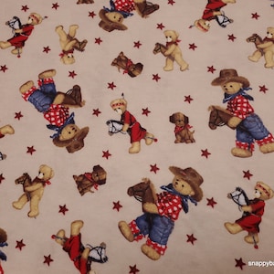 Flannel Fabric Cowboy Teddy Bear by the Yard 100% Cotton Flannel - Etsy