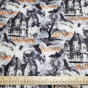 Flannel Fabric Haunted House By the yard 100% Cotton Flannel image 2