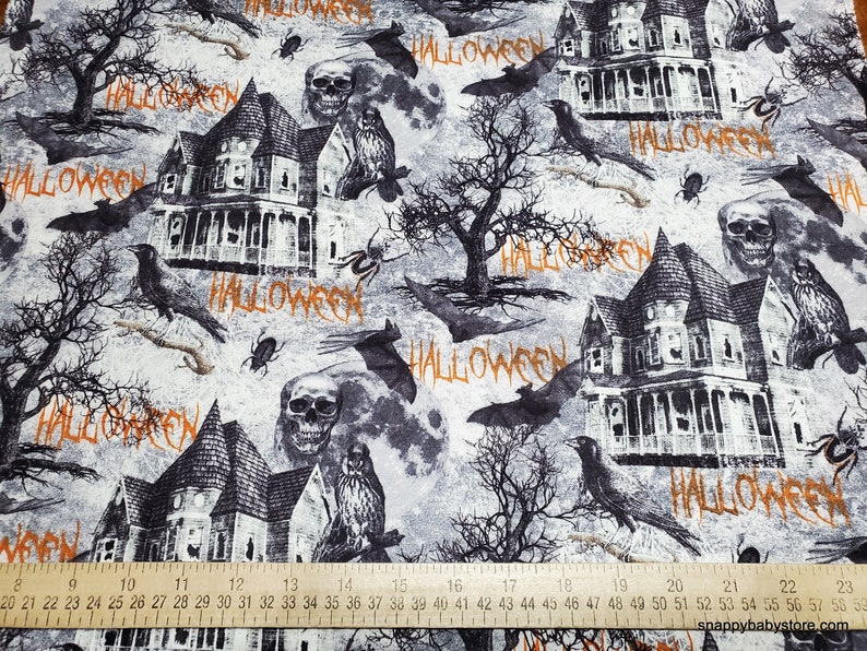 Flannel Fabric Haunted House By the yard 100% Cotton Flannel image 2