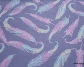 Flannel Fabric - Pastel Feathers on Heather - By the yard - 100% Cotton Flannel