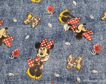 Flannel Fabric - Disney Minnie Mouse Floral Allover - By the yard - 100% Cotton Flannel