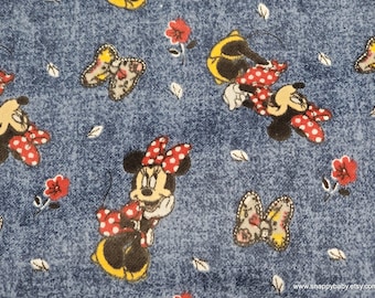 Flannel Fabric - Disney Minnie Mouse Floral Allover - By the yard - 100% Cotton Flannel