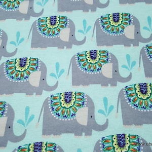 Flannel Fabric - Elephant Shower - By the yard - 100% Cotton Flannel