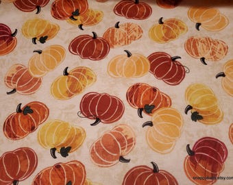Flannel Fabric - Heirloom Pumpkins on Cream - By the yard - 100% Cotton Flannel