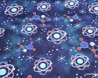 Flannel Fabric - Science Neutrons - By the Yard - 100% Cotton Flannel