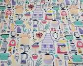 Flannel Fabric - Cooking Icons - By the yard - 100% Cotton Flannel