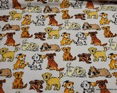 Flannel Fabric - Good Puppy on Gray - By the yard - 100% Cotton Flannel