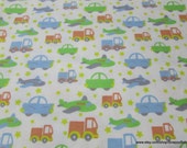 Flannel Fabric - Bedtime Cars - By the yard - 100% Cotton Flannel