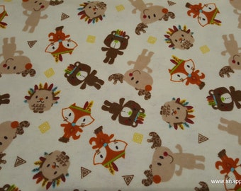 Flannel Fabric - Neutral Tribal Animals - By the yard - 100% Cotton Flannel