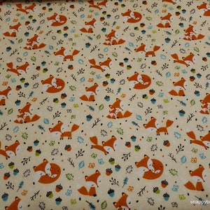 Flannel Fabric - Frolicking Foxes - By the Yard - 100% Cotton Flannel
