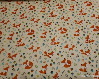 Flannel Fabric - Frolicking Foxes - By the Yard - 100% Cotton Flannel
