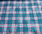 Flannel Fabric - Aqua and Pink Tartan - By the yard - 100% Cotton Flannel