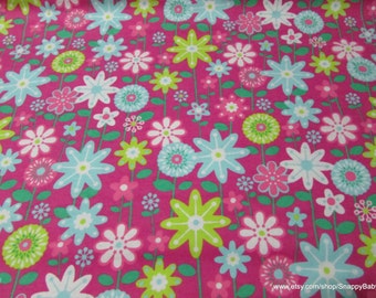 Flannel Fabric - Flower Meadow - By the yard - 100% Cotton Flannel