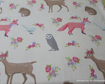 Flannel Fabric - Sweet Forest Creatures - By the yard - 100% Cotton Flannel