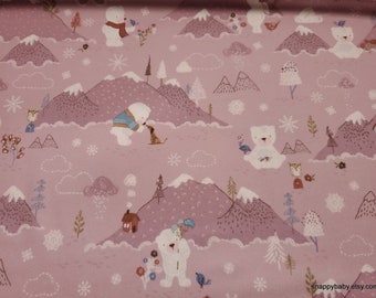 Premium Flannel Fabric - Winter Days Scenic Mauve Premium - By the yard - 100% Premium Cotton Flannel