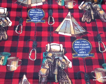 Flannel Fabric - Wilderness Pack on Check - By the yard - 100% Cotton Flannel