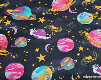 Flannel Fabric - Watercolor Space - By the yard - 100% Cotton Flannel