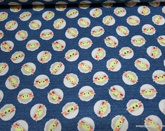 Character Flannel Fabric - Star Wars Mandalorian Child - By the yard - 100% Cotton Flannel