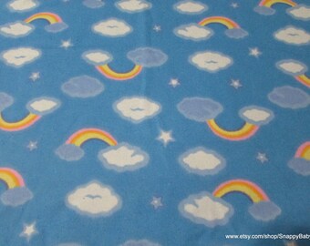 Flannel Fabric - Rainbows and Clouds - By the yard - 100% Cotton Flannel