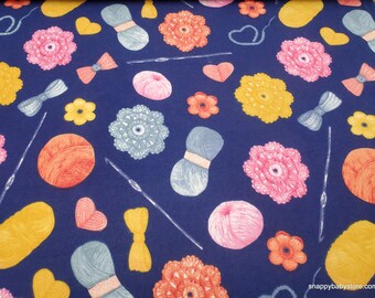 Flannel Fabric - Crochet Icons - By the yard - 100% Cotton Flannel