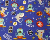 Flannel Fabric - Sea Animal Rock Band - By the yard - 100% Cotton Flannel